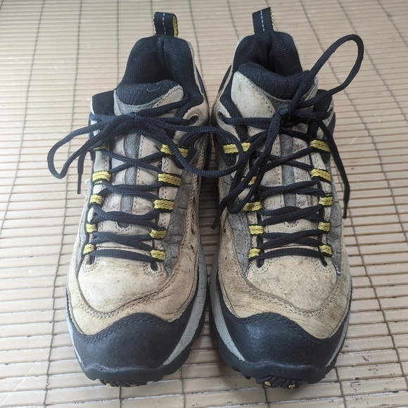 Merrell Men's Brown Pulse Birch/ Yellow Leather Hiking Performance Shoes Size US - Picture 3 of 12